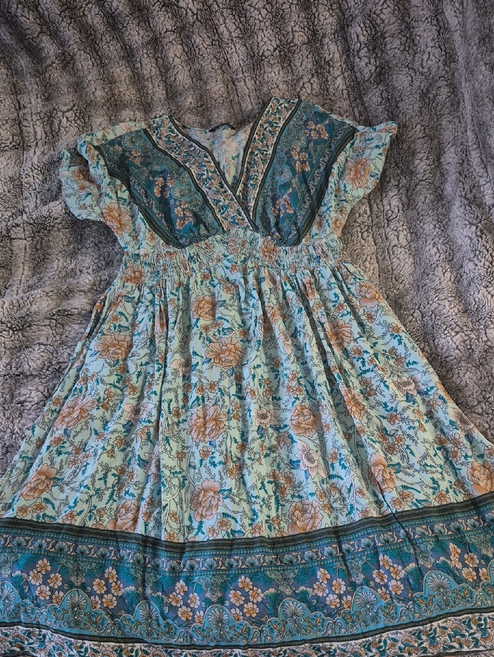 Bloomchic 🖤Light Blue Floral Summer Dress (680)